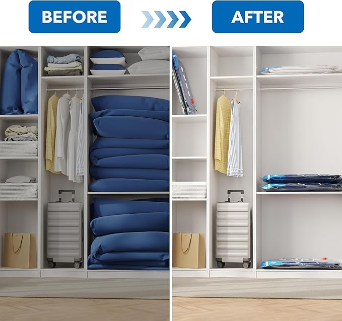 Vacuum Storage Bags 12 Jumbo, Space Saver Sealer Bags, Airtight Compression Bags for Clothes, Pillows, Comforters, Blankets, Bedding