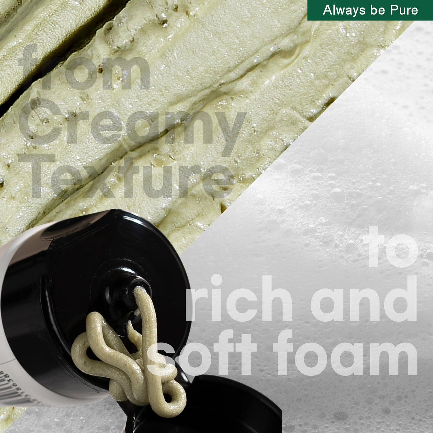 ALWAYS BE PURE Real Green Tea Pore Deep Cleanser 100ml (3.38oz) - Soothing Clay Pack to Foam Face Wash -Blackhead Remover, Deep Pore Purifying Cleanser for Dry Skin, Gentle Korean Skincare