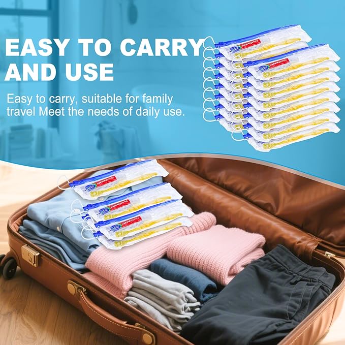 5 pcs Disposable Toothbrushes with Toothpaste and Floss Set,Yellow Individually Wrapped Bulk Single Use Toothbrush Floss Cover Travel Toothbrushes Kit with Zip Bag for Homeless,Hotel,Guest