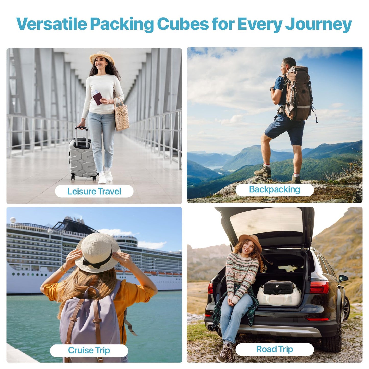 Cambond Double Sided Expandable Compression Packing Cubes - Separate Clean and Dirty Clothes See Through Mesh Compression Cubes for Travel, Efficient Packing Organizers for Road Trip, Cruise