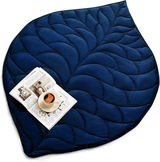 Kaisa Weighted Blanket for Adults(7 lbs, 41" x 53"), Soft Weighted Lap Blanket Machine Washable, Small Heavy Blankets with Glass Beads for Travel & Sleep,Navy Blue