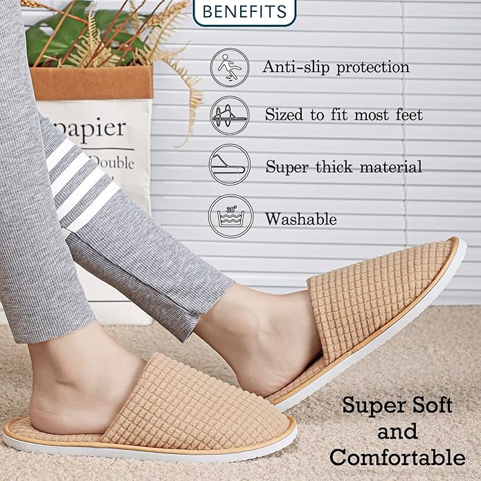 6-10 Pairs Spa Slippers, Non Slip Disposable Slippers For Guest, Washable Reusable, Which Can Be Used As Women Men, House, Indoor, Bathroom, Bedroom, Hotel, Bride Slippers