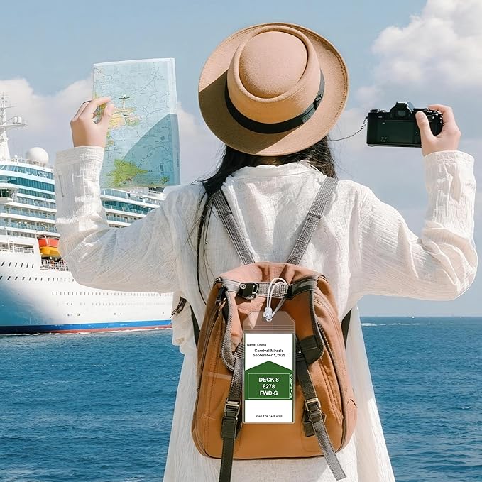 8 Pack Luggage Straps and Cruise Luggage Tags Set (4 Straps, 4 Wide Tags), Luggage Straps for Suitcases TSA Approved Suitcase Tags, Green