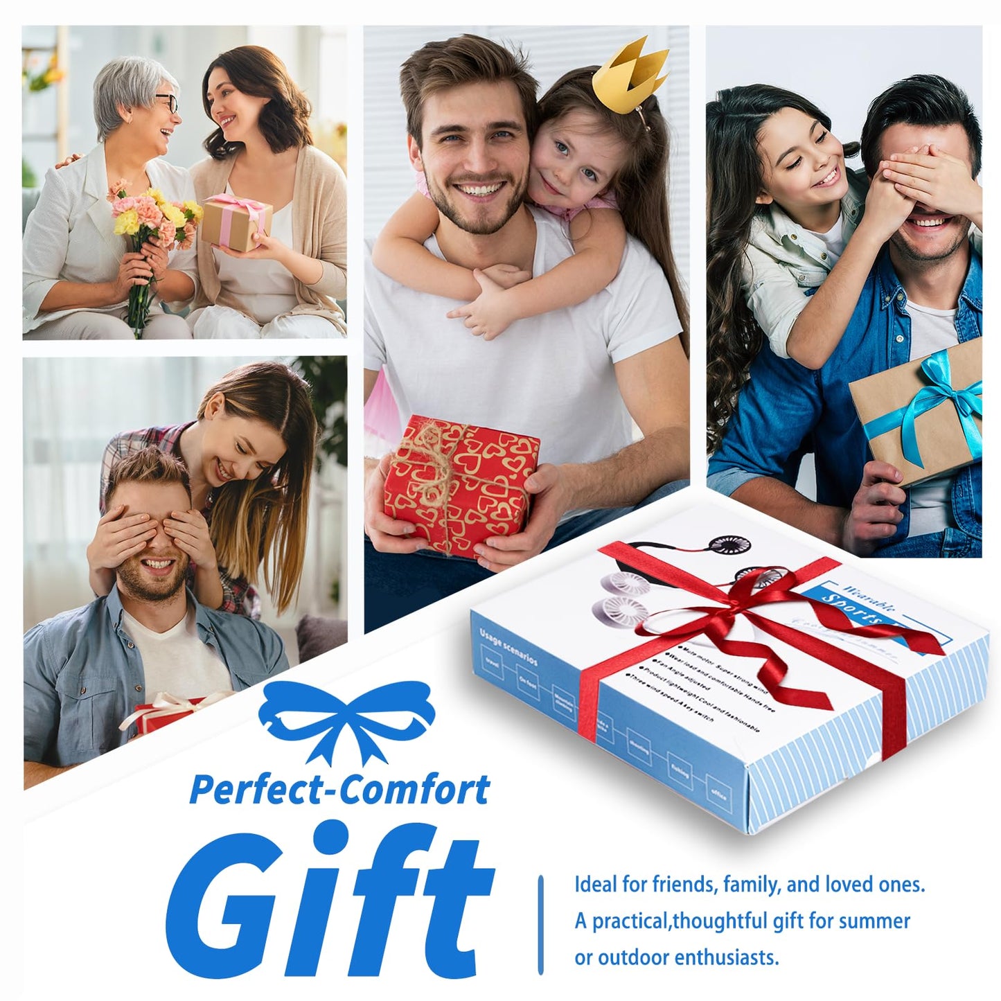 shuangjishan Neck Fan Portable Rechargeable: Personal Cooling Wearable Fan Around your Neck that Blow Cold Air for Men Women - Usb Should Fan Battery Operated for Travel and Outdoor Sports