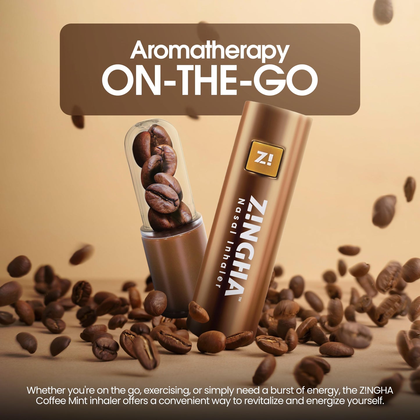 ZINGHA Coffee-Mint Aromatherapy Stick – Natural Energy, Focus & Sinus Support, Portable Wellness Inhaler (Single, Cinnamon Coffee Mint)