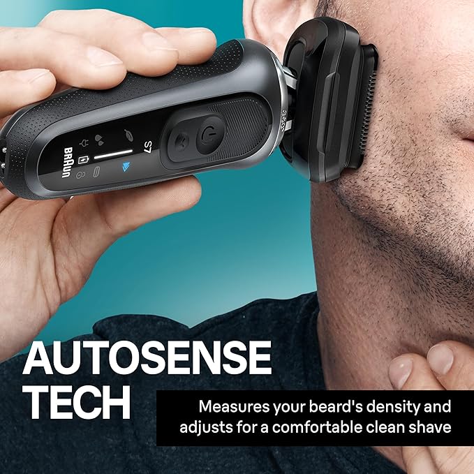 Braun Electric Shaver for Men, Series 7 7171cc, Wet & Dry Shave, Turbo & Gentle Shaving Modes, Waterproof Foil Shaver with Precision Trimmer, Space Grey