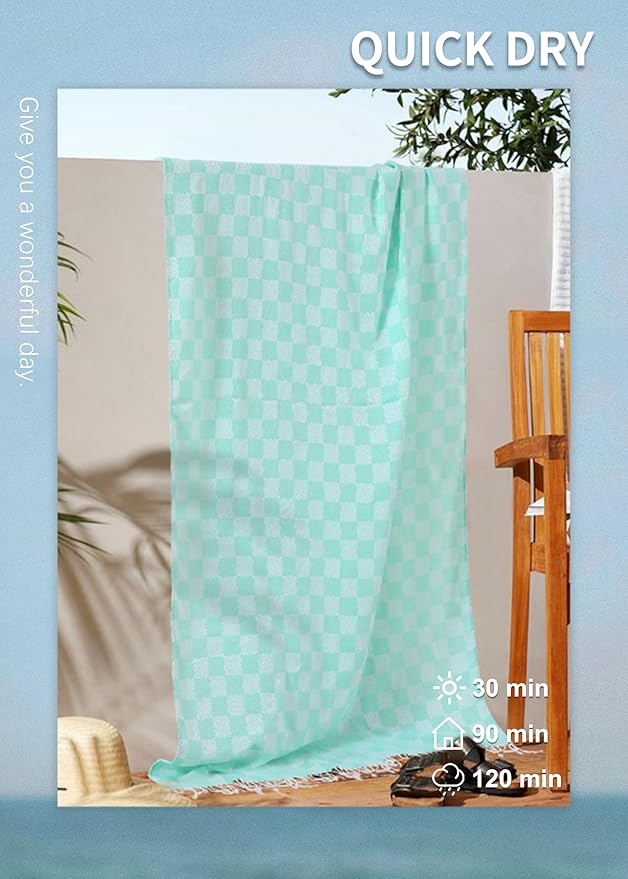 2 Packs Turkish Beach towel Vacation Essentials Blanket Bath Pool Towel Extra Large Sand Free Fast Drying Lightweight Swim Necessities Women Summer Gift Vacation Travel Accessories Thin Sandless
