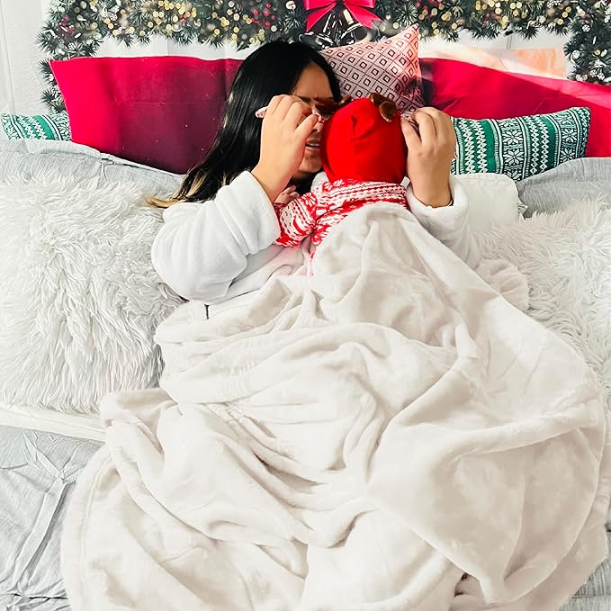 Bedsure GentleSoft Fleece Blanket Twin Size Cream - 300GSM Lightweight Plush Fuzzy Cozy Soft Warm Blanket for Bed, Sofa, Couch, Travel, Camping, 60x80 inches