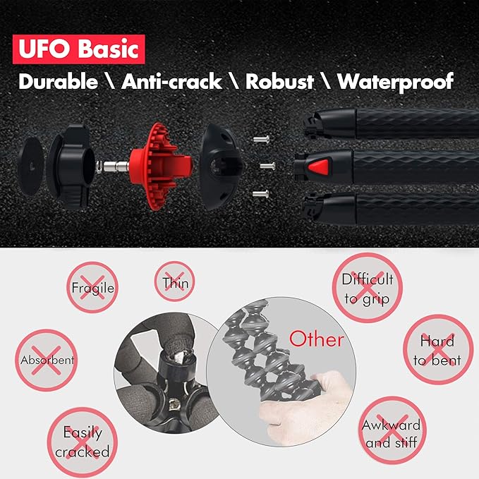 Camera Tripod Fotopro Flexible Phone Tripod Bendable Tripod for Mini Camera Handheld Tripod Stand for iPhone Vlogging Travel Video