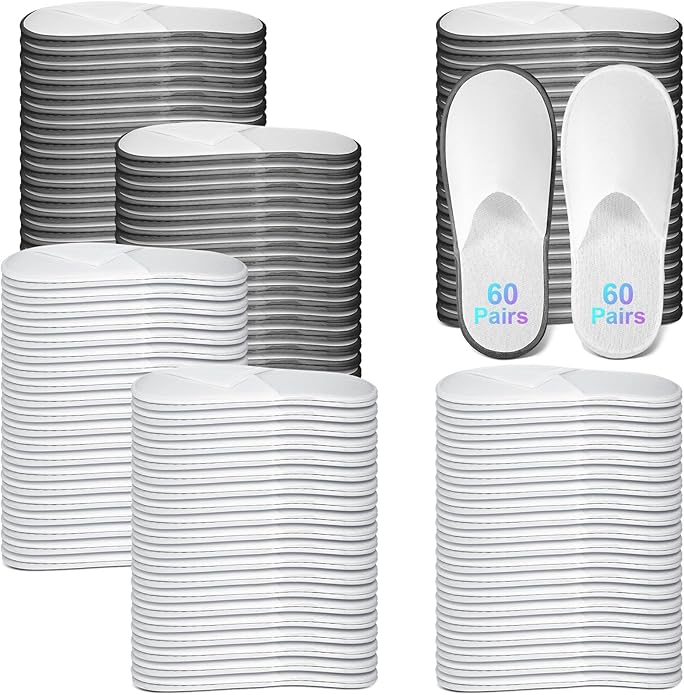 JaGely 120 Pairs Bulk Disposable Slippers Non Slip Hotel Spa Slippers Fluffy Closed Toe for Home Indoor Wedding Travel Party Guests Men Women