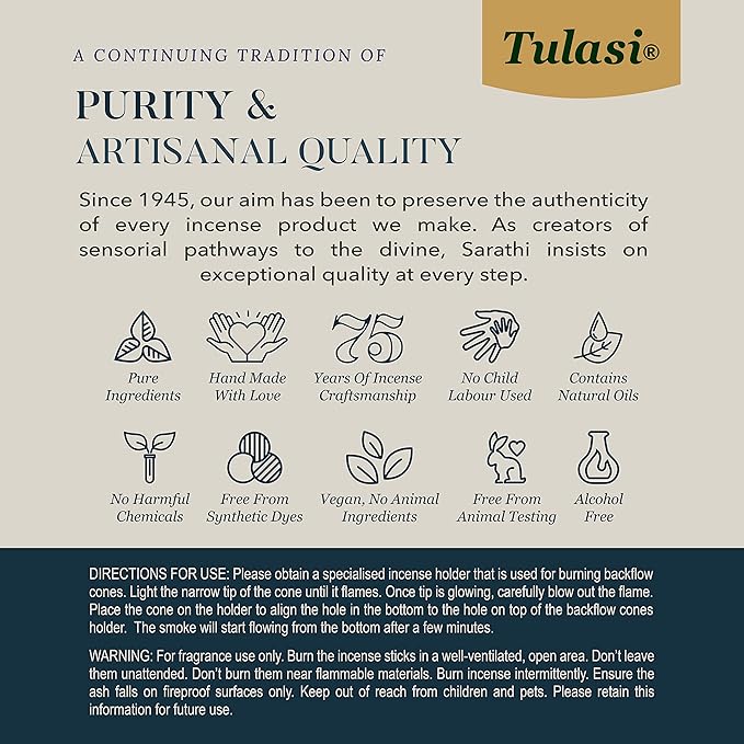 Tulasi Backflow Incense Cones with Natural Oils, Scents Set of 12 Fragrances (120 Cones) Calming Home Aromatherapy, Yoga, Meditation, Relaxing, Mixed Scents with Natural Oils