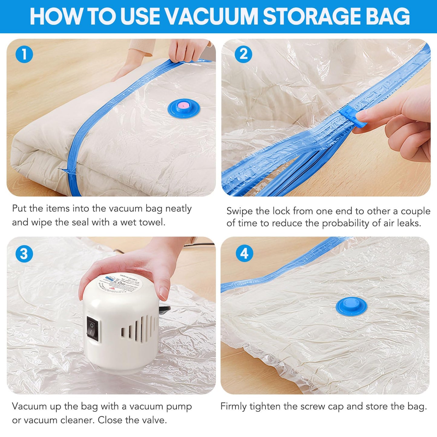 10 Pack Travel Vacuum Storage Bags With Electric Pump, Vacuum Seal Bags for Clothing, Vacuum Sealer Bags for Luggage, Travel Essentials