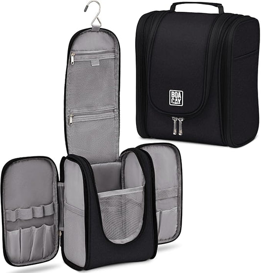 BOACAY Hanging Travel Toiletry Bag for Women and Men, Makeup Bag, Bathroom & Shower Organizer Kit for Accessories, Cosmetics, Travel Essentials
