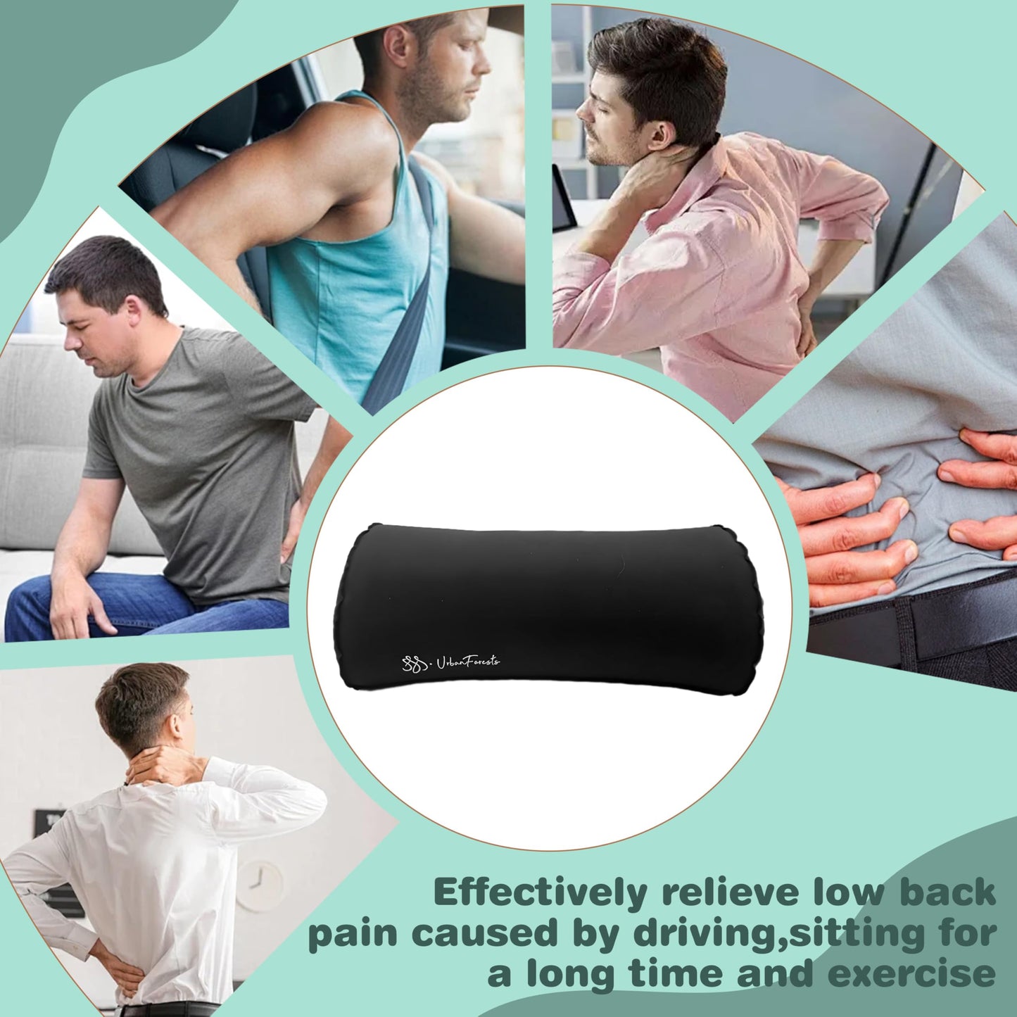 SSS·UrbanForests Inflatable Neck and Lumbar Support Pillow with Adjustable Straps for Travel and Office Use