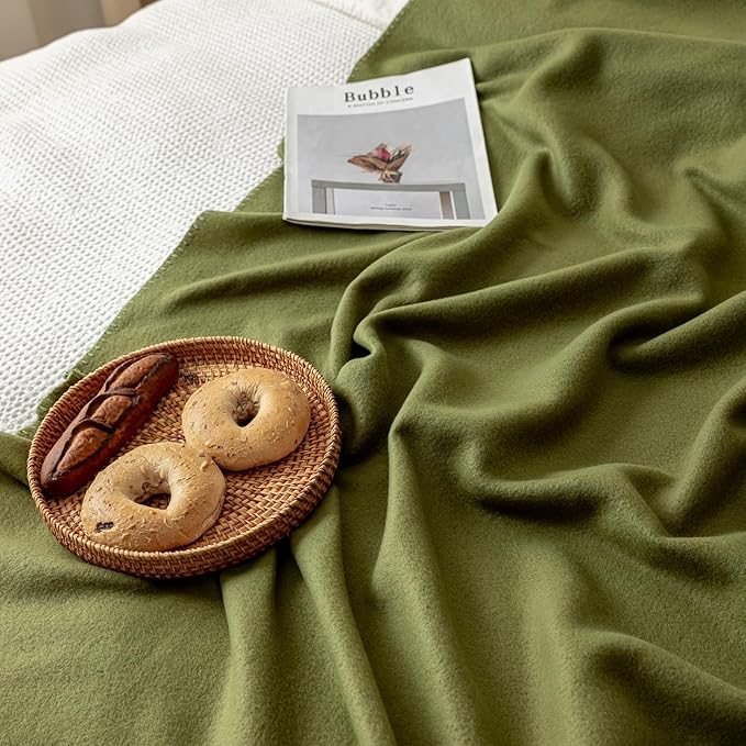 CAI TENG Fleece Throw Blankets Lightweight Warm Soft Cozy Dog Blanket Bulk 6 Pack Fleece Blanket Solid for Home, Bed, Sofa, Dorm, Office, Gifts, Outdoor Olive Green 50 x 60 inch