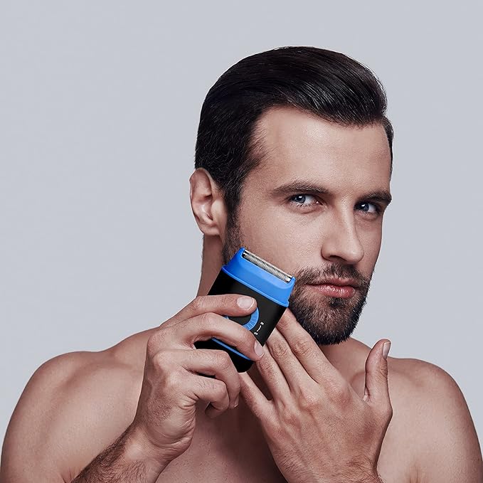 ChargeWorx Groom Essentials Travel Foil Shaver, Cordless Electric Razor with Pop-Up Beard Trimmer, Battery Operated and Ergonomic, Cleaning Brush Included
