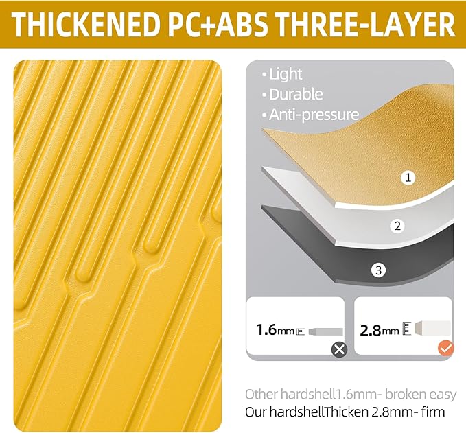 19 Inch Suitcase Hand Luggage with Front Pocket for 15.6" Laptop, 35 * 23 * 55cm, 43L, Ligthweight ABS+PC Hardshell Carry On, Yellow