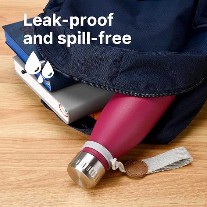 Kids Water Bottle for School-9 oz Stainless Steel Double Wall Vacuum Insulated Sports Water Bottle Reusable Metal Leak Proof Cola Shape Flask for Girls (Purple)