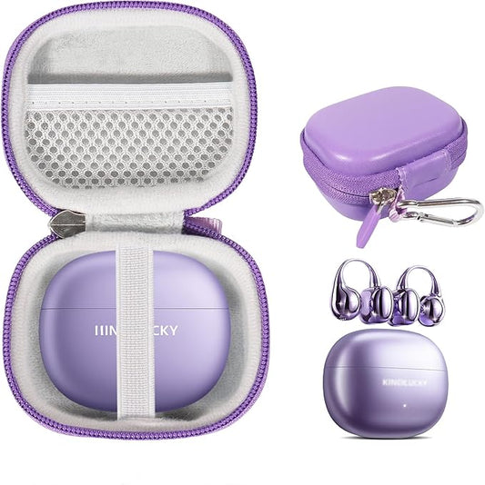 CaseSack Case for King Lucky i121 Clip on Earbuds Open Ear Wireless Bluetooth 5.4 Headphones (Purple)