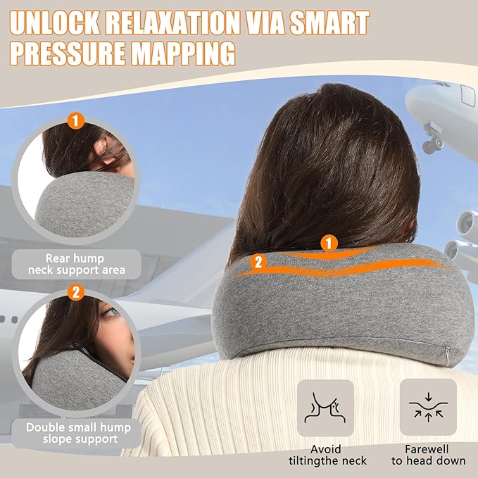Travel Pillows for Airplanes, Travel Neck Pillow Travel Pillow, Neck Pillow Airplane Memory Foam Travel Pillow 360 Degree Support Portable Pillows for Airplanes Offices and Cars