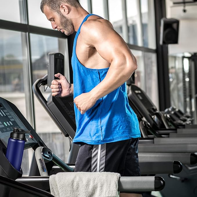 CHENGU 4 Pcs Aluminum Water Bottle 24oz Aluminum Reusable Bottles Lightweight Snap Lid Sports Water Multipack Easy Carry Leak Proof Travel for Gym Camping Hiking Outdoor Fishing (Blue)