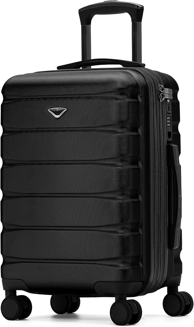 22x14x9" Expandable Carry On Suitcase Hardside TSA Lock USB C Port Lightweight Luggage Silent Double Spinner Wheels Maximum Overhead Carry-On Bag For American & United Approved Airlines