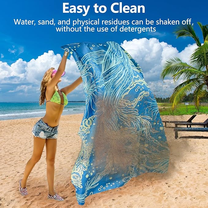Beach Blanket Waterproof Sandproof, Extra Large Beach Mat, Oversized Picnic Blankets 71 * 87inches, Quick Drying, Lightweight Beach Mat for Camping, Traval, Festivals