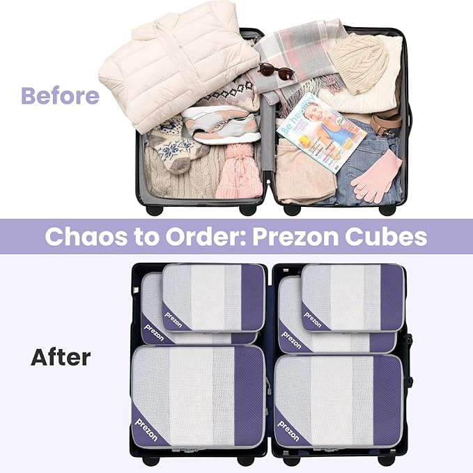 8 Set/6 Set/4 Set Compression Packing Cubes for Travel, Lightweight Vacation Travel Essentials, Travel Accessories for Suitcase Organizer Bags Set, Durable Luggage Organizer