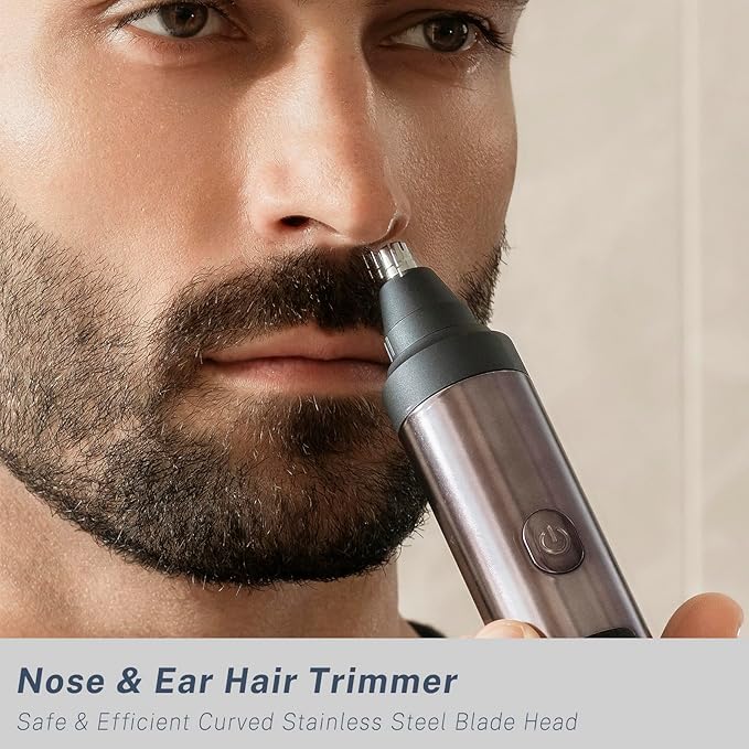 Beard Trimmer and Clippers Set for Men with Foil Shavers, Precision Dial Adjustable 20 Lengths, All-in-One Hair Trimmers for Face Head Nose Full Body, IPX7 Waterproof Wet/Dry, USB-C Rechargeable Dock