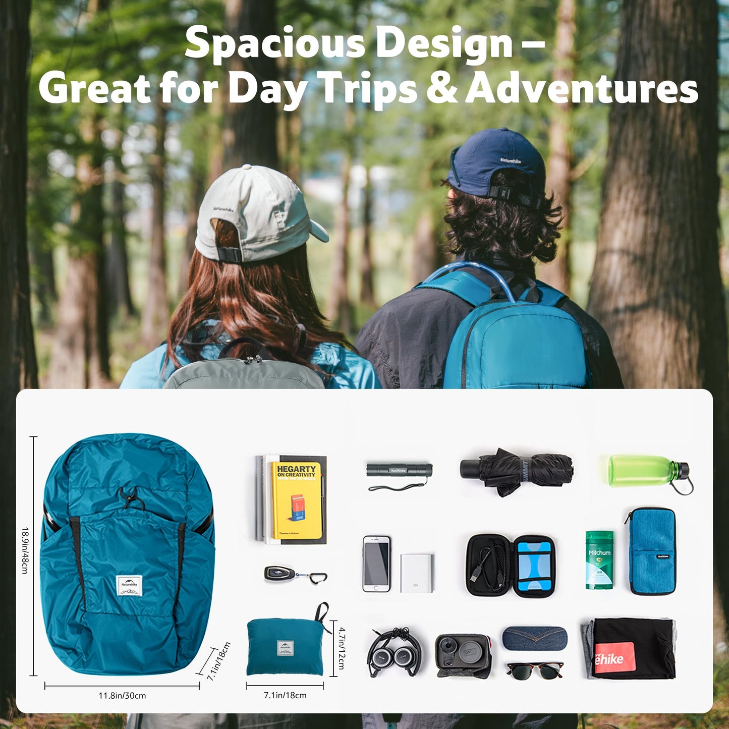 Naturehike 30L Lightweight Hiking Backpack, Waterproof Camping Packable Backpack, Ultralight Daypack for Travel Airplane