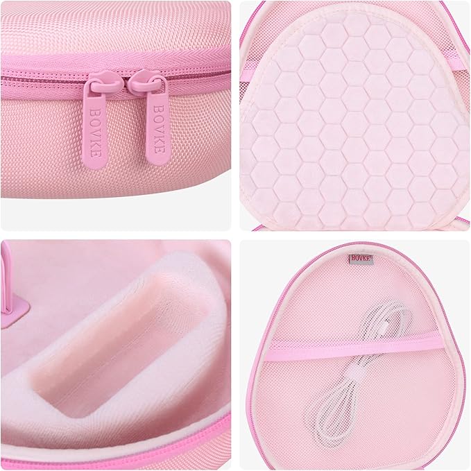 BOVKE Hard Carrying Case with Sleep Mode for Apple AirPods Max Wireless Over-Ear Headphones, AirPods Max Protective Portable Storage Bag with Mesh Pocket for Headphone Accessories, Pink