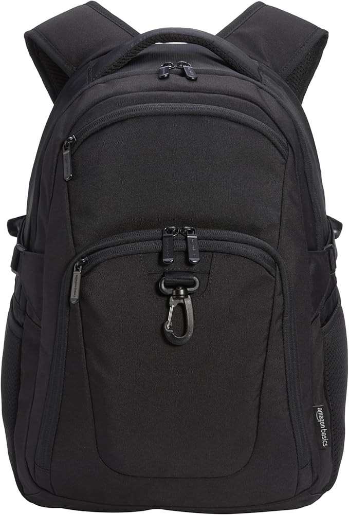 Amazon Basics Travel Laptop Backpack for 15.6 inch Laptop, Black