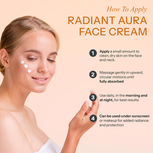 Radiant Aura Vitamin C & E Face Cream – Korean Anti-Aging Moisturizer for Deep Hydration – Daily Formula for Dry Skin, Helps Smooth Fine Lines & Supports Skin Barrier – 1.67 oz / 50 ml