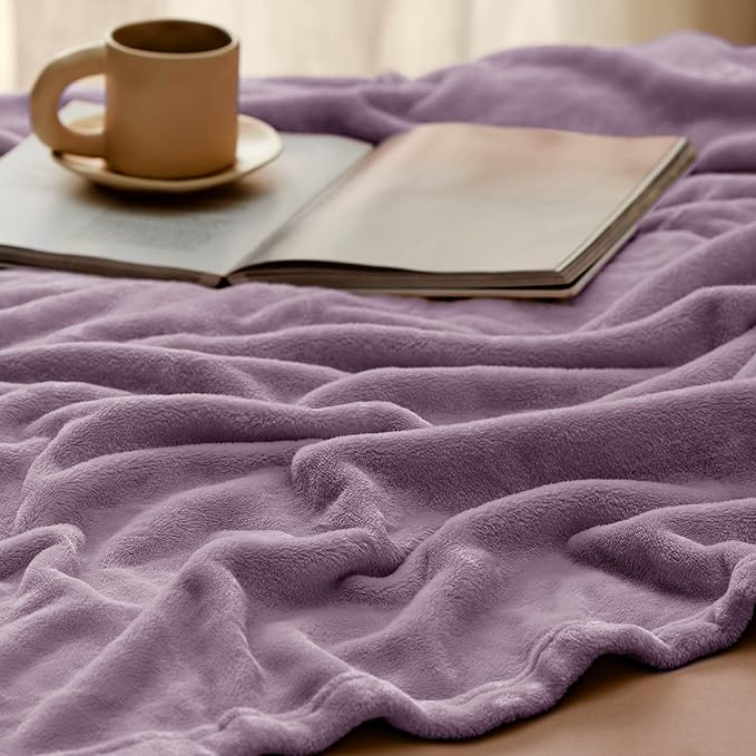 Bedsure GentleSoft Fleece Throw XL Blanket Fog Purple - 300GSM Soft Lightweight Plush Cozy Blankets for Bed, Sofa, Couch, Travel, Camping, 50x70 inches