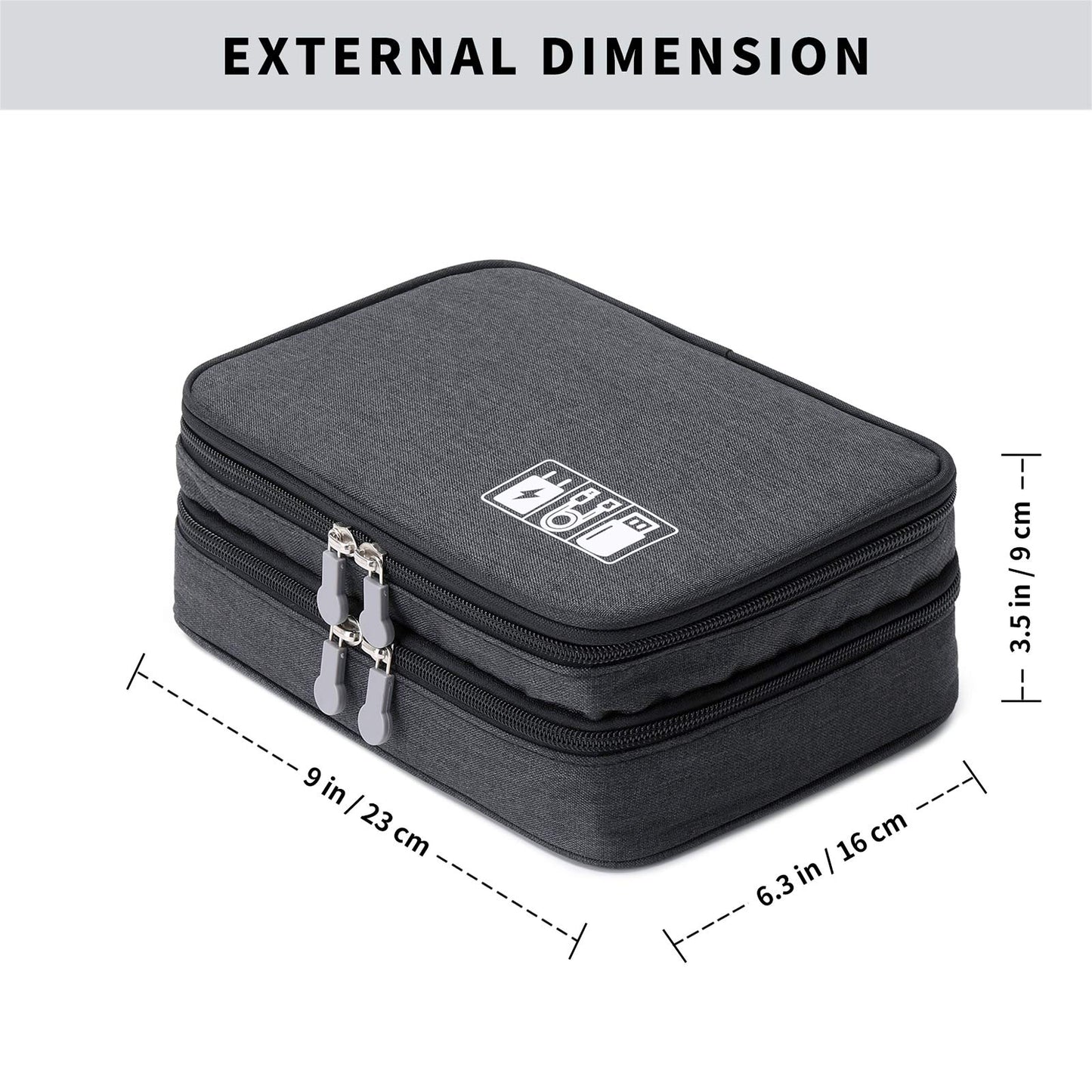 Lanola Travel Cable Organizer Bag, Electronic Accessories Case Portable Double Layer Cable Storage Bag for Cord,phone,Charger, Flash Drive, Phone, SD Card,Personal Items - (Black)