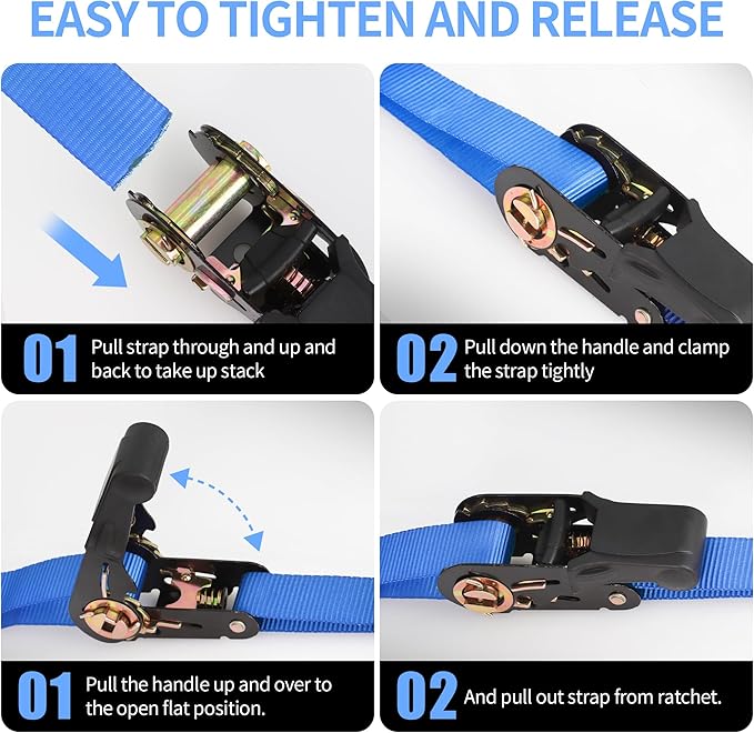 Cartman 1" x 15' Ratchet Tie Down up to 1500lbs 6pk in Carry Bag, Cargo Straps