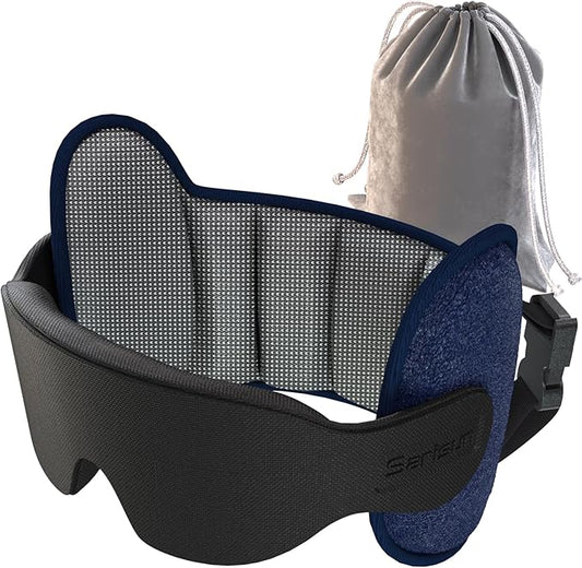 Travel Pillow, Upgrade Airplane Pillow for Long Flight, 360° Support Headrest, Travel Neck Pillow Eye Masks for Sleep, Compact Airplane Travel Essentials, Stop Bobblehead, Mottled Grey