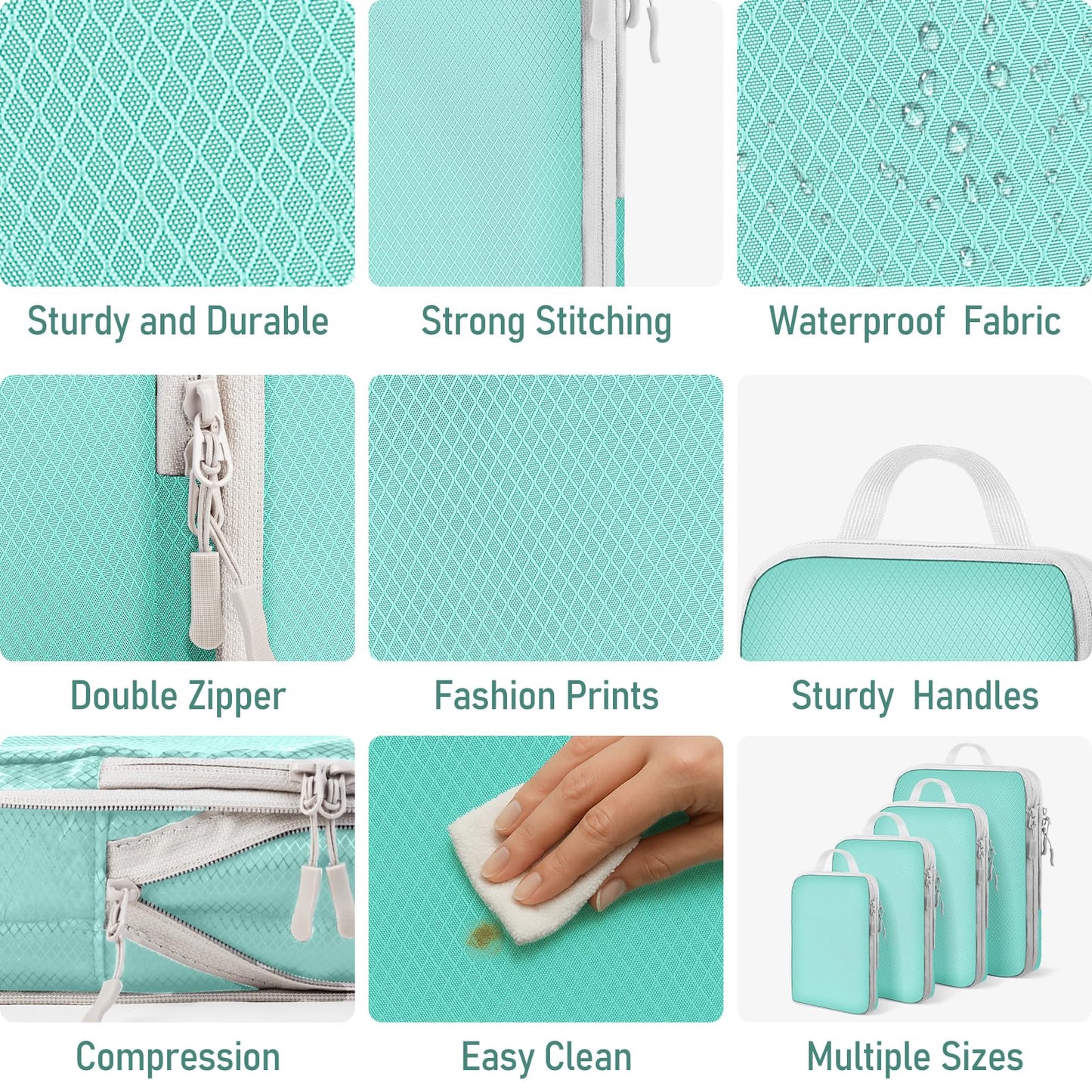 Compression Packing Cubes for Travel 4 Set Luggage Packing Organizer Bag Compressible Expandable Organizer Cubes For Carry On Luggage Suitcase Travel Essentials Accessories for Women Men