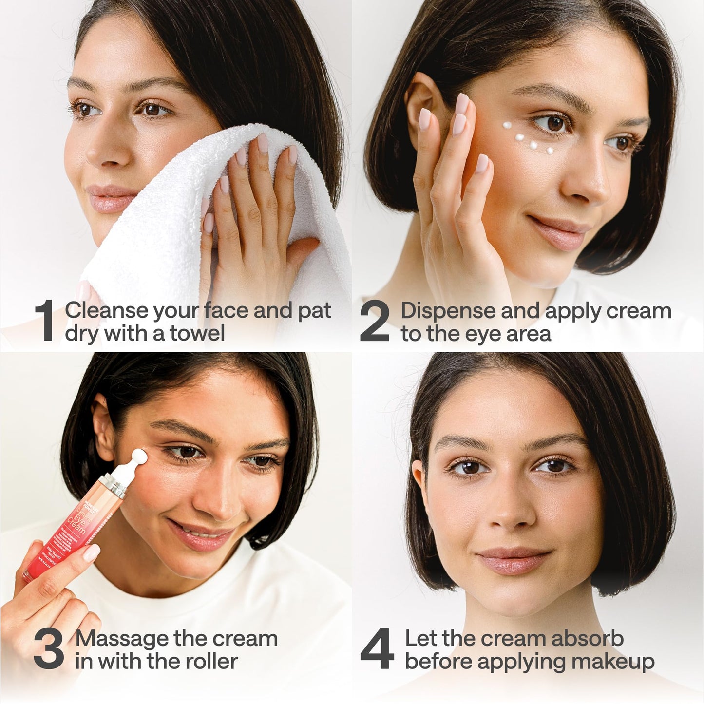 Caffeine Under Eye Cream for Puffiness and Bags Under Eyes - Roller for Puffy Eyes and Dark Circles Under Eye Treatment for Women, Men - Hyaluronic Acid and Niacinamide Serum - Face Puffiness Reducer