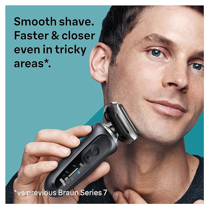 Braun Electric Shaver for Men, Series 7 7177cc, Wet & Dry Shave, Turbo & Gentle Shaving Modes, Waterproof Foil Shaver, Space Grey