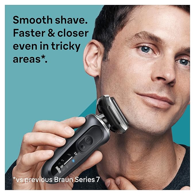 Braun Electric Shaver for Men, Series 7 7127cs, Wet & Dry Shave, Turbo & Gentle Shaving Modes, Waterproof Foil Shaver, Engineered in Germany, with Beard Trimmer, Charging Stand, Space Grey