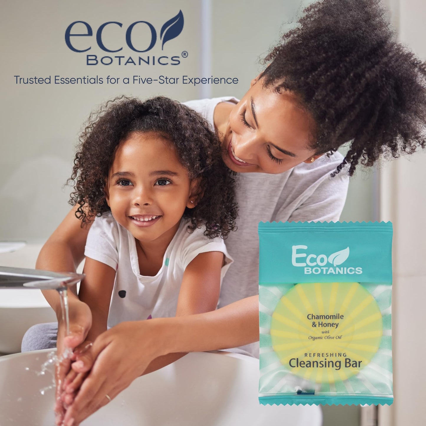 Eco Botanics Travel-Size Cleansing Bars | Individually Wrapped Single‑Use Hospitality & Hotel Amenities 0.5 oz | Case of 100 Thin Mini Soap Bars