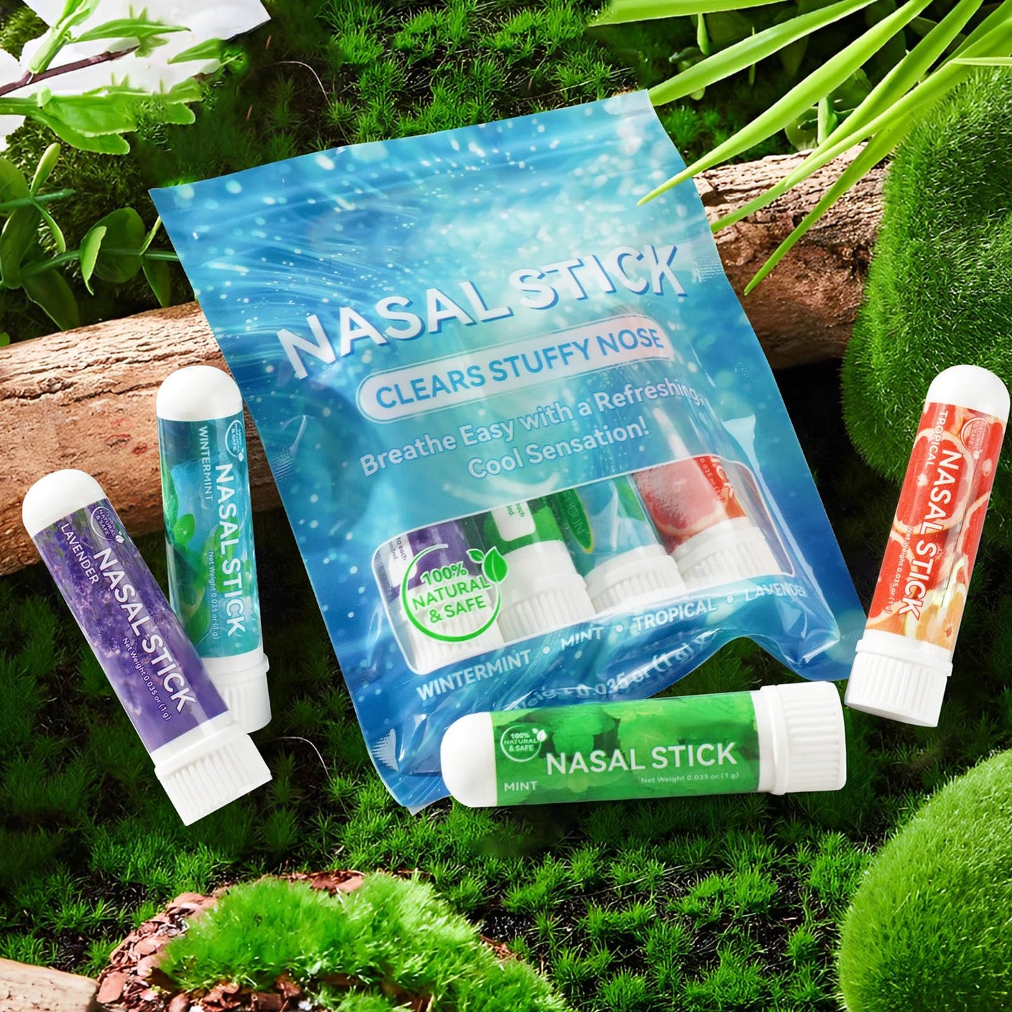 Nasal Stick 4 Pack,Nose Inhaler Stick,Nasal Inhaler,Boost Energy Set,Sinus & Congestion Relief, Daily Relaxation, Stress Relief, Pure Natural Ingredients (1)