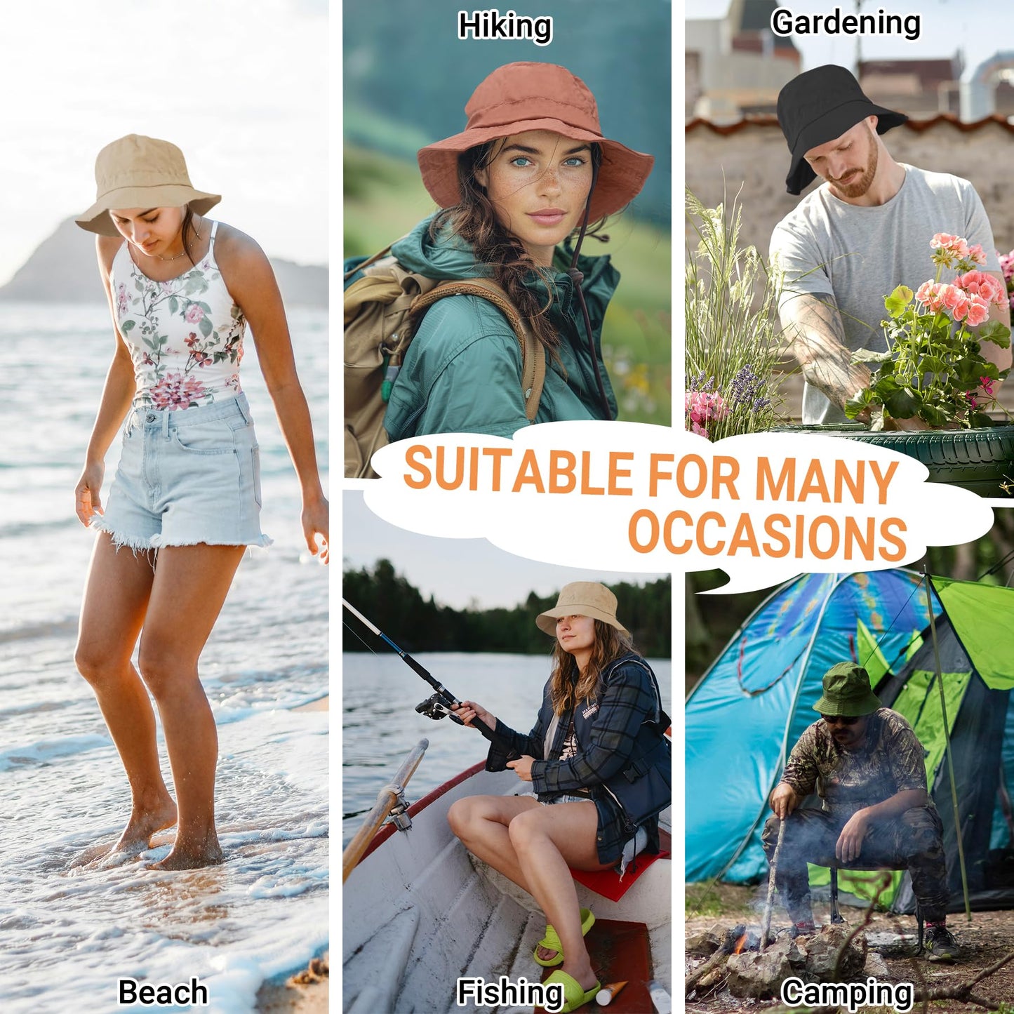 NPQQUAN Waterproof Quick Dry Bucket Hats for Woman Men Packable Foldable Rain Sun Hat Lightweight Hiking Hat Black