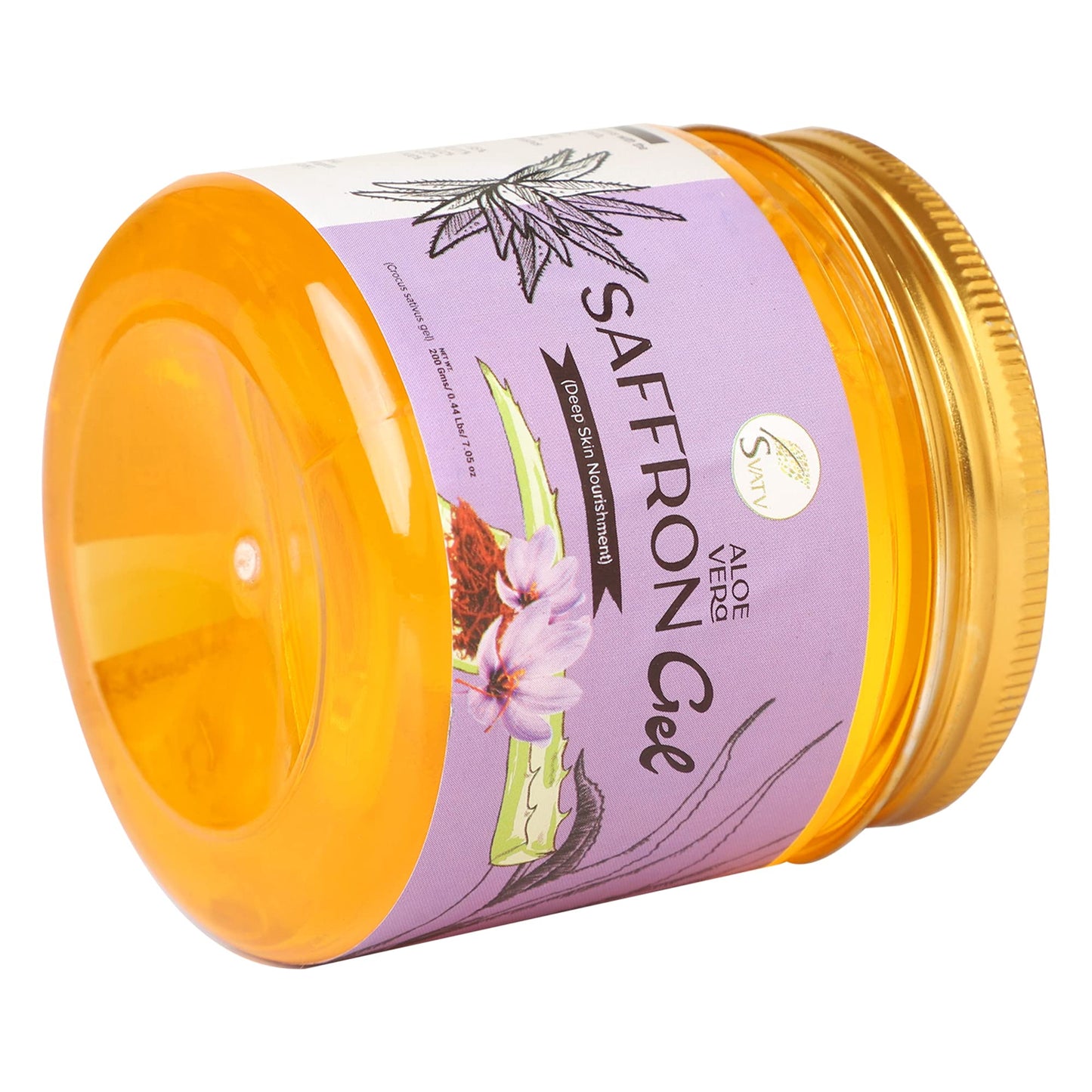 SVATV Saffron Aloe Vera Gel | Soothing Skin Hydration | Perfect for Sunburn | Paraben & Sulfate Free - 200g