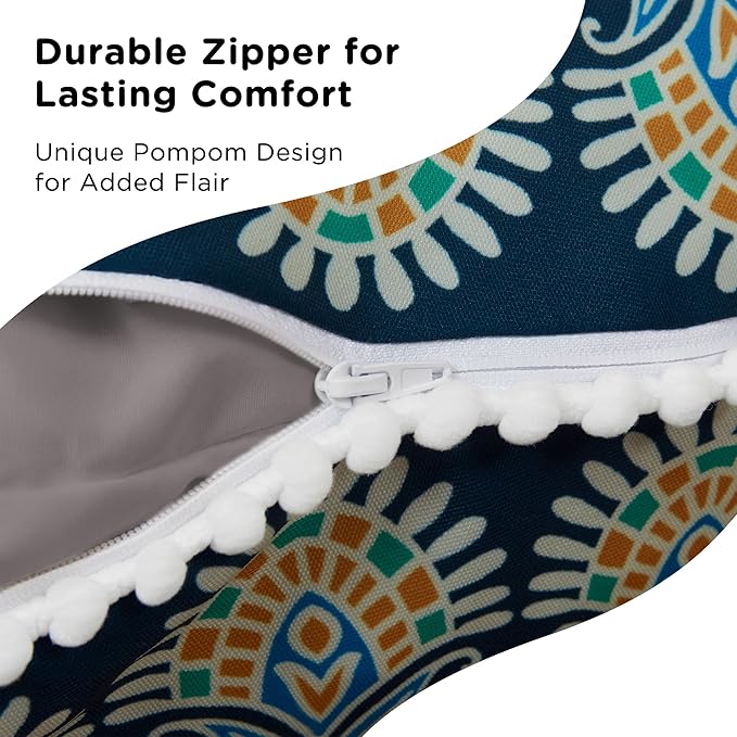 Codi Meditation Floor Pillow Set of 2, Round Large Pillows Seating for Adults, Bohemian Mandala Circle Cushions for Outdoor Fireplace Yoga Living Room, 32 Inch, Memory Foam Added, Green