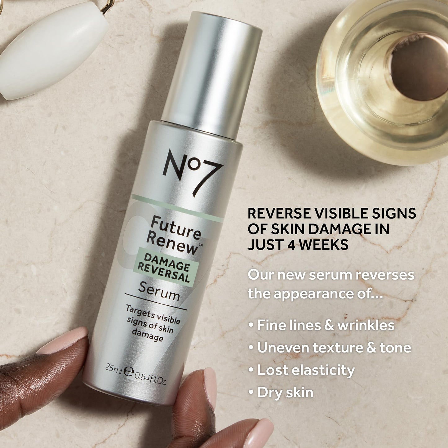 No7 Future Renew Damage Reversal Serum Duo - Anti-Aging Face Serum for Glowing Skin - Hyaluronic Acid + Niacinamide for Skin Damage Reversal - Includes 1 Regular + 1 Travel Size (0.33 & 0.84 oz)