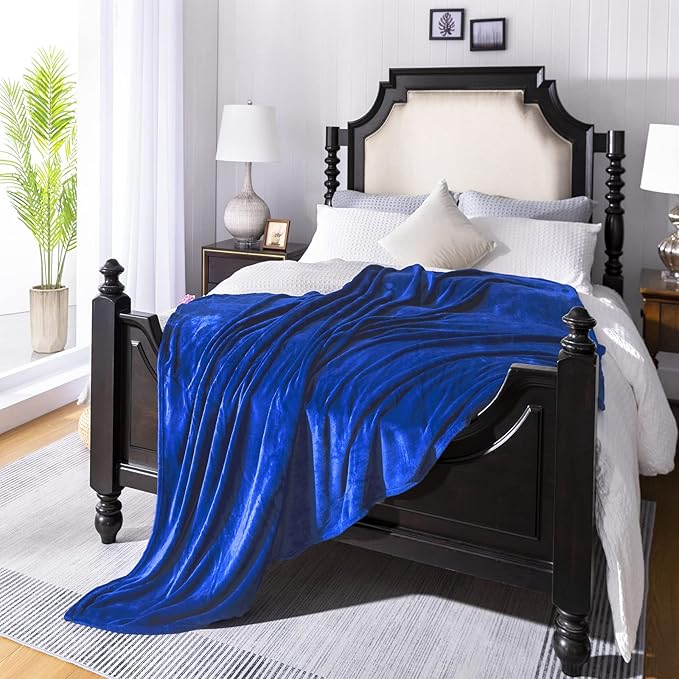 JIAHANNHA Royal Blue Throw Blanket Fleece Blanket Throw Size(50 by 70 Inches),Super Soft Cozy Plush Blanket for Couch Sofa Bed,Lightweight Warm Bed Blankets for Adults,All Season