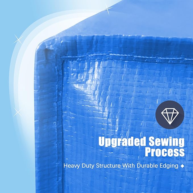 8 Pack Large Strong Moving Bags with Zippers & Carrying Handles - Water-Resistant - Heavy Duty Storage Tote for Space Saving, Fold Flat, Alternative to Moving Box (Sky Blue)