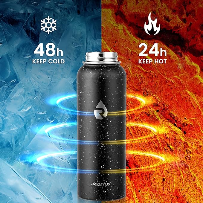 40oz Insulated Water Bottle, Triple Wall Vacuum Stainless Steel Water Bottles - Keeps Cold 48H, Reusable Metal water flask Jug for Gym, Sports, Camping, Hiking,Travel, Black Speckled